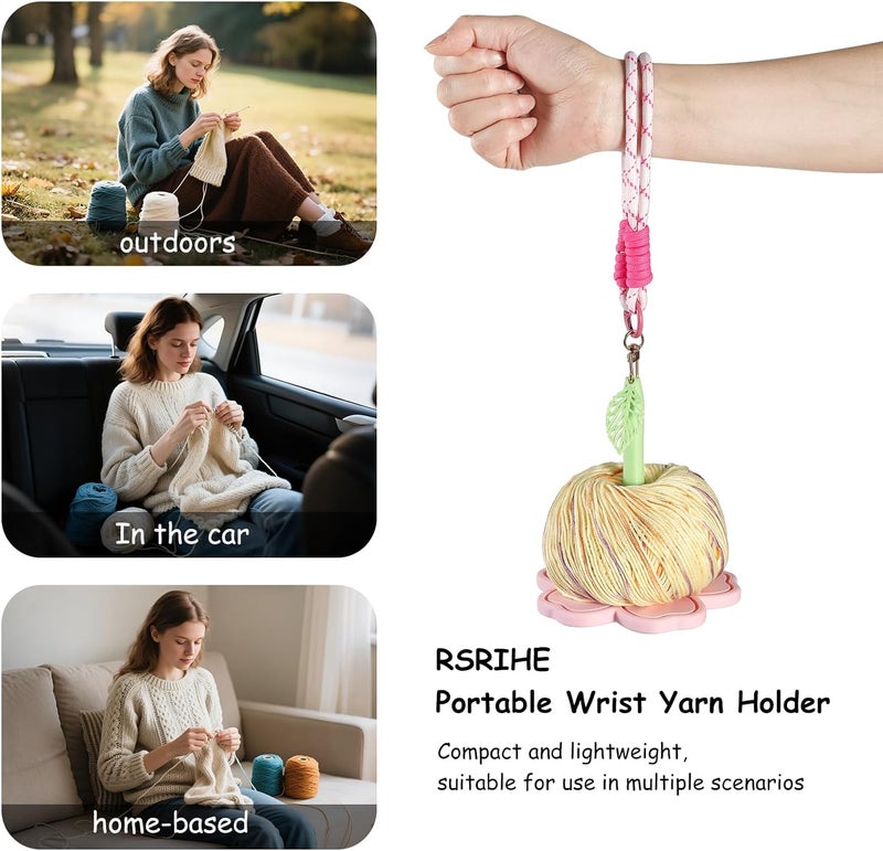 RSRIHE Portable Wrist Yarn Holder- 3D Printed Sakura Crochet Holder for Knitting. Perfect for Travel and on-The-go Crocheting. Comfortable Handmade Tool for Yarn Lovers - Image 5